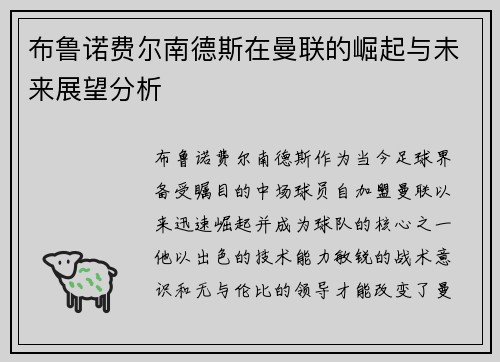 布鲁诺费尔南德斯在曼联的崛起与未来展望分析